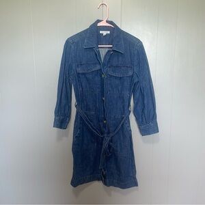 Free Assembly Long Sleeve Denim Tie Waist Dress Medium